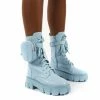 PUBLIC DESIRE INTENTION BLUE CHUNKY SOLE POUCH ANKLE BOOTS