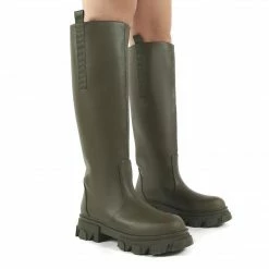 PUBLIC DESIRE GENIUS KHAKI CHUNKY SOLE BOOTS