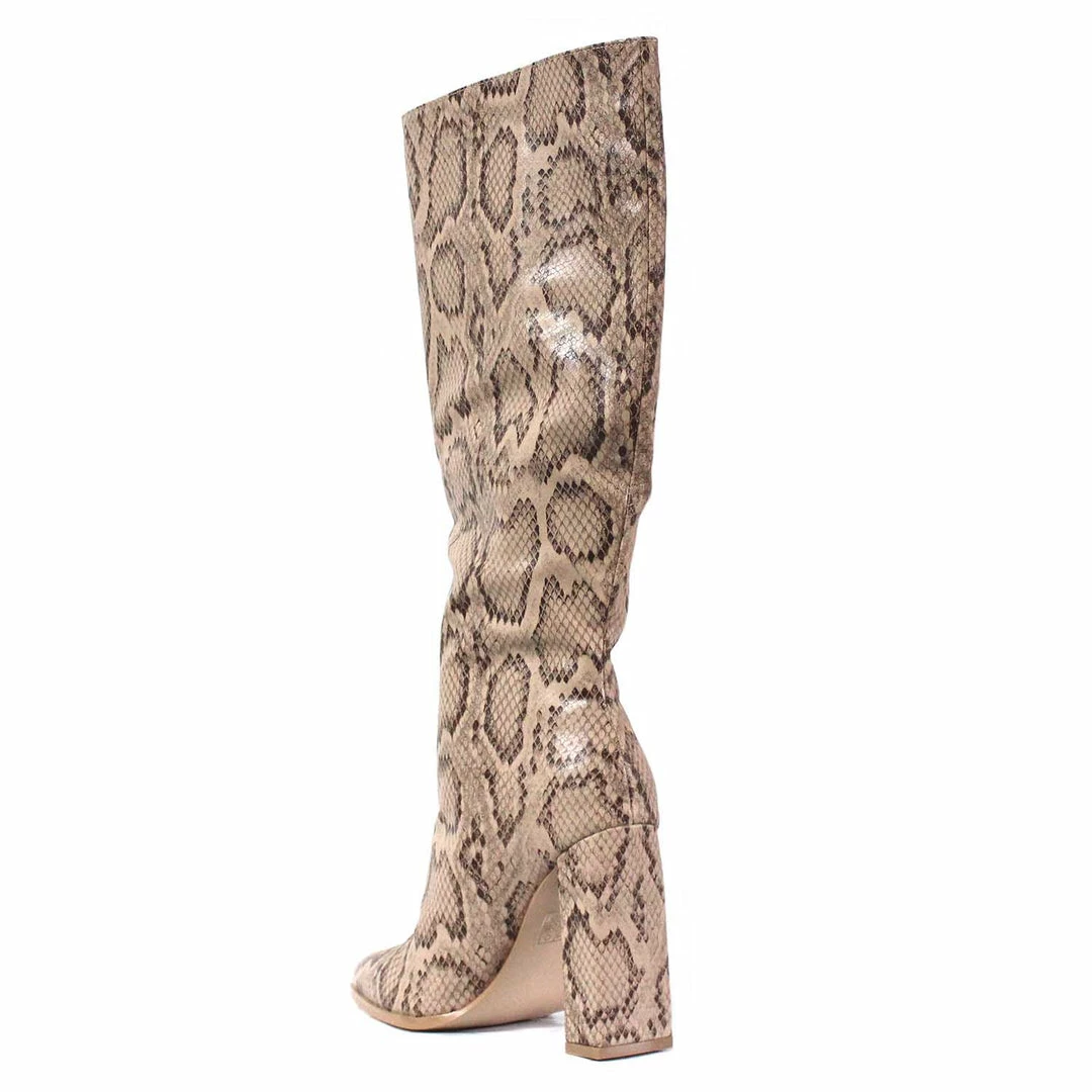 PUBLIC DESIRE POSIE NATURAL SNAKE BOOTS