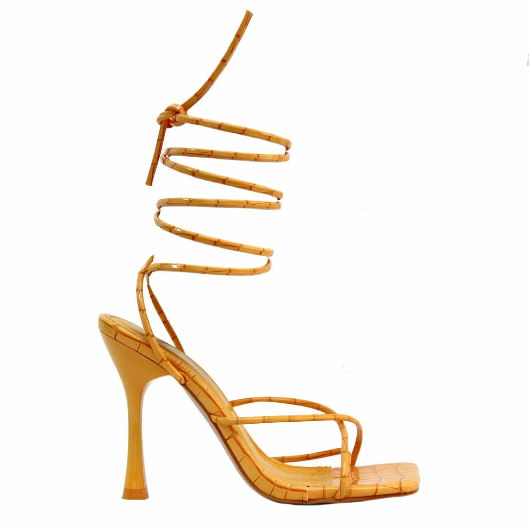 PUBLIC DESIRE IMOGEN ORANGE CROC HEELS