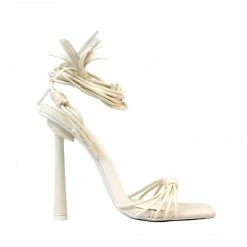 PUBLIC DESIRE TWISTIN NUDE WRAP AROUND HEELS