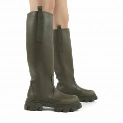 PUBLIC DESIRE GENIUS KHAKI CHUNKY SOLE BOOTS