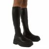 PUBLIC DESIRE HAUNT BLACK PU KNEE HIGH CHUNKY SOLE BOOTS