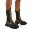 PUBLIC DESIRE BOSTON KHAKI CALF HIGH CHUNKY SOLE BOOTS