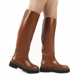 PUBLIC DESIRE DANA TAN KNEE HIGH BOOTS
