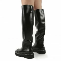 PUBLIC DESIRE DANA BLACK PU KNEE HIGH BOOTS