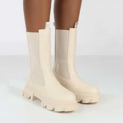 PUBLIC DESIRE BOSTON BONE PU WIDE FIT