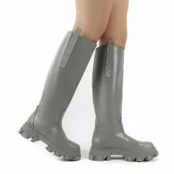 PUBLIC DESIRE GENIUS KNEE HIGH BOOTS GREY