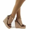PUBLIC DESIRE IDOLIZE CHOC PADLOCK AND CHAIN DETAIL WEDGED HEELS