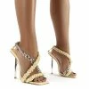 PUBLIC DESIRE MATRIX CREAM CHAIN DETAIL STATEMENT STILETTO HEELS