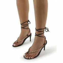 PUBLIC DESIRE AMARLIE BLACK CHAIN TOE HEEL