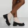 PUBLIC DESIRE DIRECTION BONE PU ZIP FRONT CHUNKY SOLE ANKLE BOOT