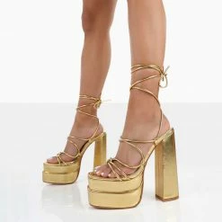 PUBLIC DESIRE GLOW GIRL GOLD HEELS
