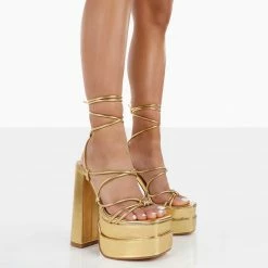PUBLIC DESIRE GLOW GIRL GOLD HEELS