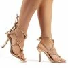 PUBLIC DESIRE LUNA ROSE GOLD STRAPPY KNOTTED STILETTO