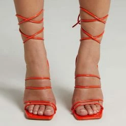 Como Store PUBLIC DESIRE MAKE WAY ORANGE PATENT HEELS