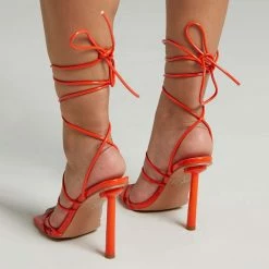 Como Store PUBLIC DESIRE MAKE WAY ORANGE PATENT HEELS