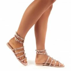 PUBLIC DESIRE PUBLICITY NUDE STUDDED FLATS