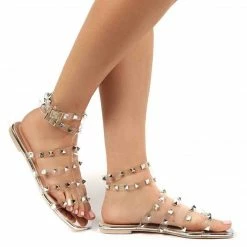 PUBLIC DESIRE PUBLICITY SILVER STUD FLATS