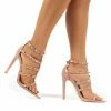 PUBLIC DESIRE SARA NUDE PATENT STUDDED HEELS