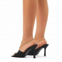 PUBLIC DESIRE TREASURE BLACK CHAIN HEELS