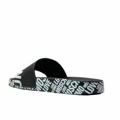 LOVE MOSCHINO BLACK LOGO PRINT SLIDE