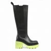 Como Store STUDIO ITALIA BLACK / LIGHT GREEN KNEE BOOTS