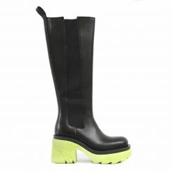 Como Store STUDIO ITALIA BLACK / LIGHT GREEN KNEE BOOTS