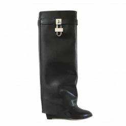 STUDIO ITALIA BLACK WEDGE LEATHER BOOTS