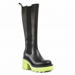 Como Store STUDIO ITALIA BLACK / LIGHT GREEN KNEE BOOTS