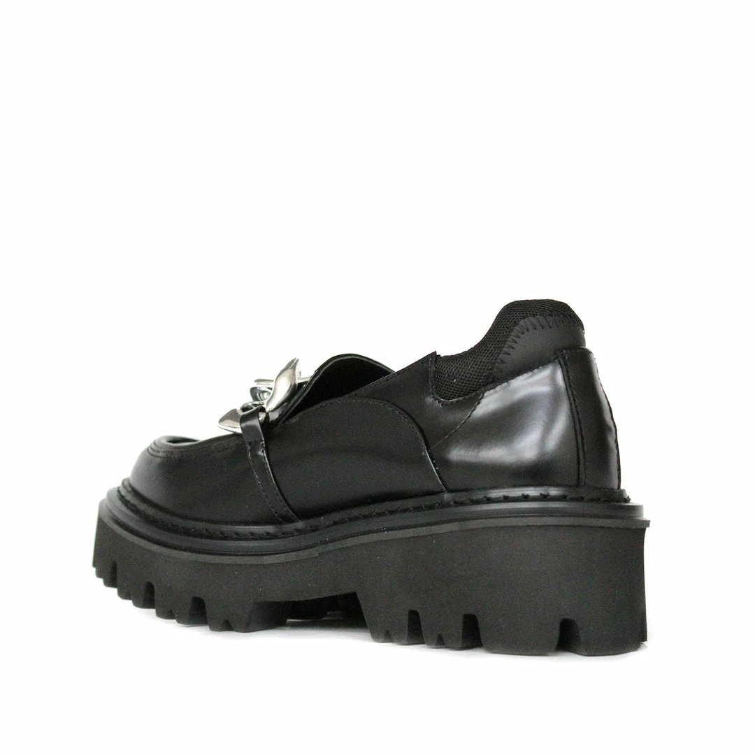 STUDIO ITALIA LEATHER BLACK CHAIN LOAFER
