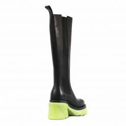 Como Store STUDIO ITALIA BLACK / LIGHT GREEN KNEE BOOTS