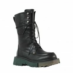 STUDIO ITALIA BLACK / GREEN COMBAT BOOTS