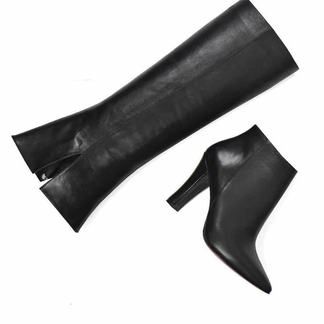 Como Store STUDIO ITALIA LEATHER BLACK CONVERTIBLE BOOTS