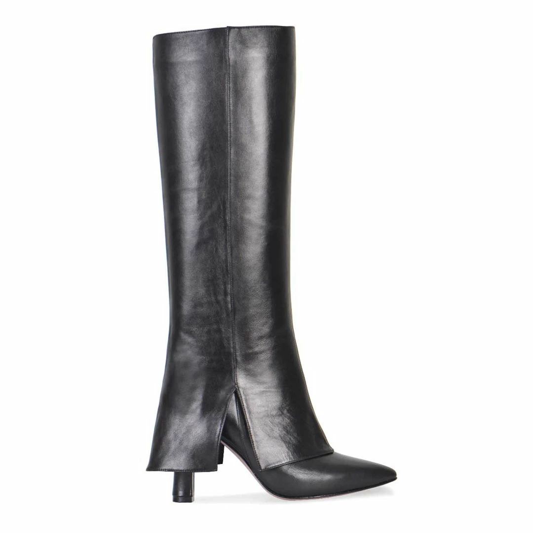 Como Store STUDIO ITALIA LEATHER BLACK CONVERTIBLE BOOTS