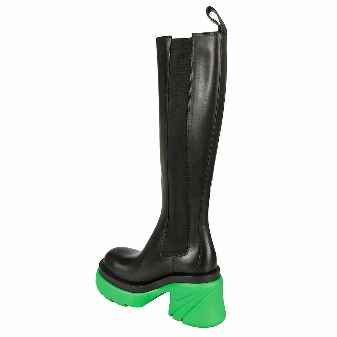 Como Store STUDIO ITALIA BLACK / GREEN KNEE HIGH BOOTS