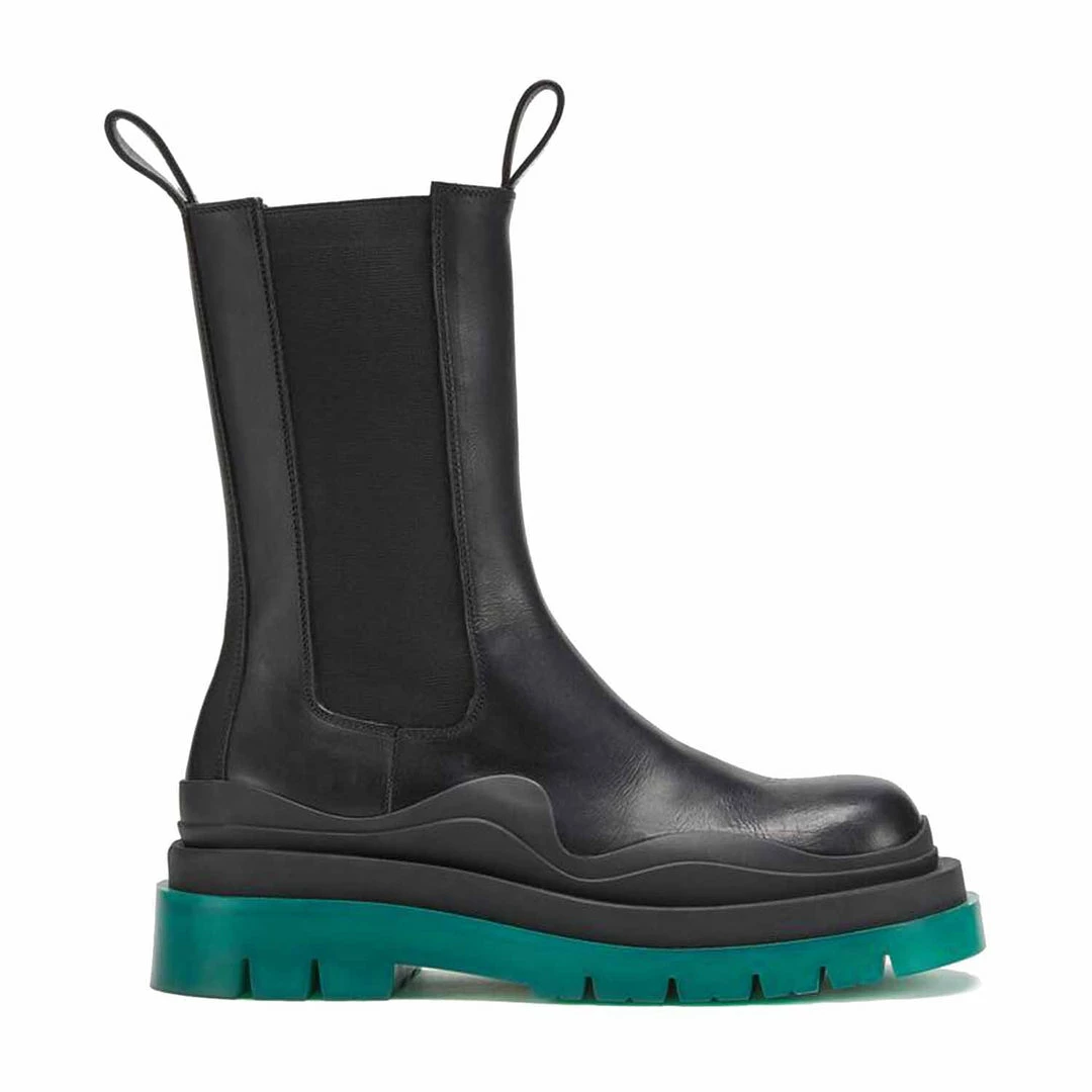 Como Store STUDIO ITALIA BLACK GREEN CHUNKY BOOTS