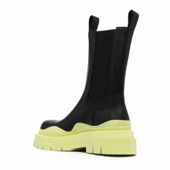 Como Store STUDIO ITALIA BLACK / LIGHT GREEN CHUNKY BOOTS