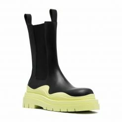Como Store STUDIO ITALIA BLACK / LIGHT GREEN CHUNKY BOOTS