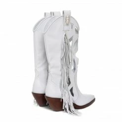 STUDIO ITALIA WHITE LEATHER CUTOUT BOOTS
