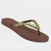 UZURII DREAMS JADE EMBELLISHED TAUPE FLIP FLOP