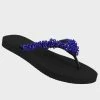 UZURII BLUE CORAL BLACK EMBELLISHED FLIP FLOP