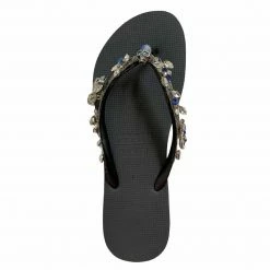 UZURII STELLA BLUE SILVER FLIP FLOPS